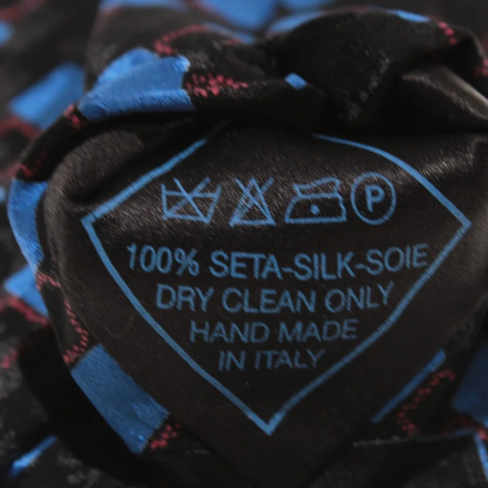 Italo Ferretti NWT Neck Tie in Black with Blue & Red Geometric Print 100% Silk